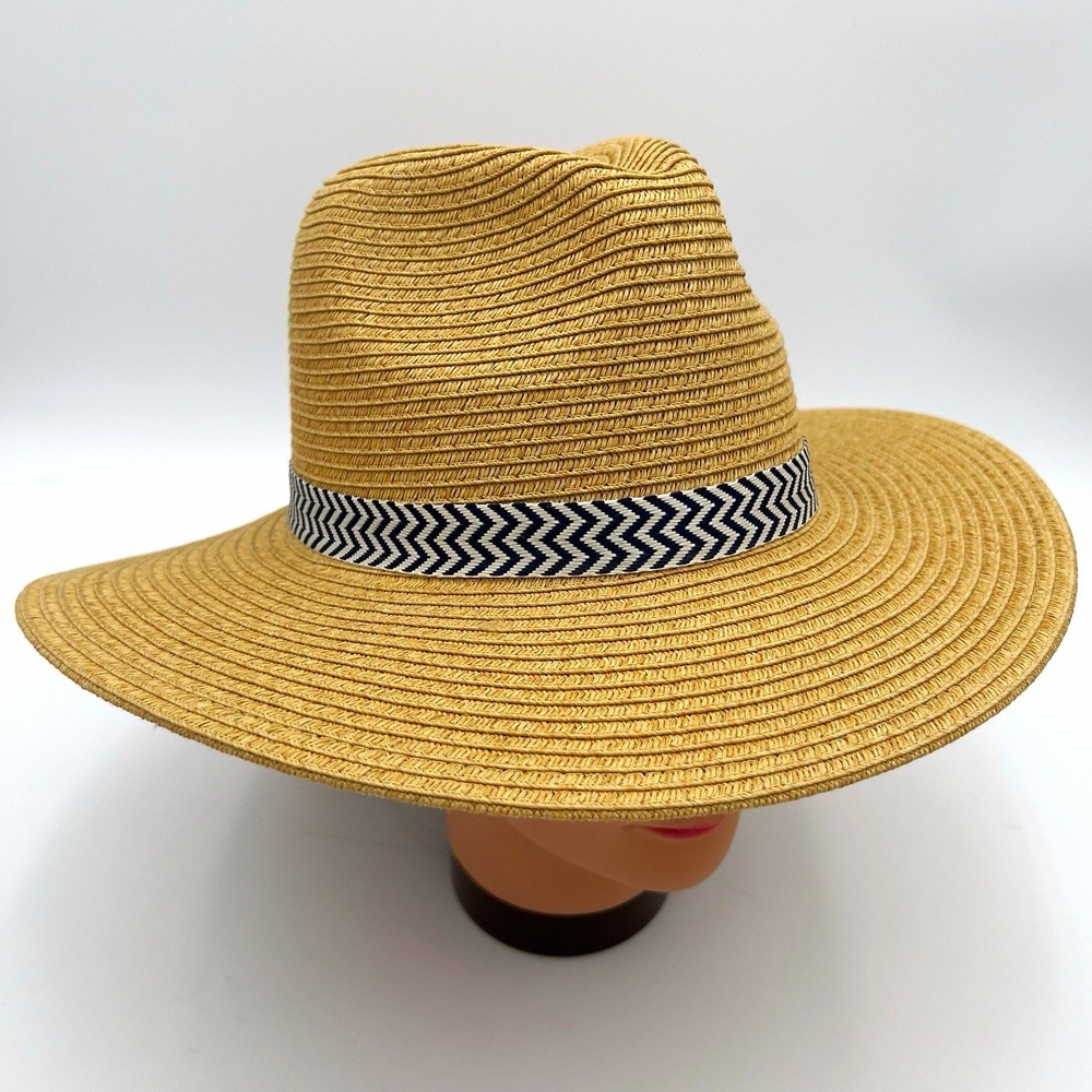 Goodfellow & Co Beige Wide Brim Fedora Hat M/L Geometric Outdoor Casual